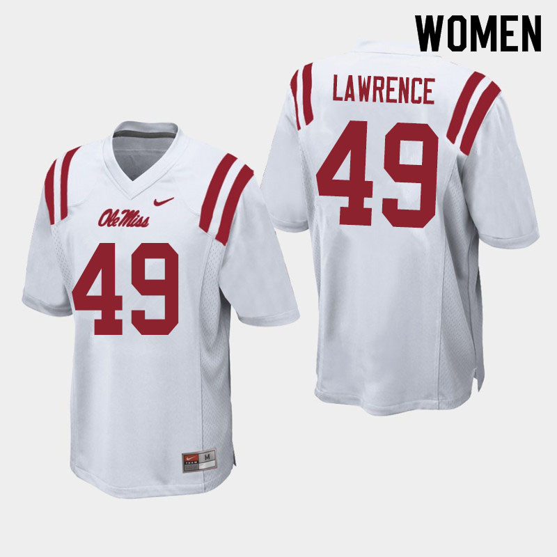 Jared Lawrence Ole Miss Rebels NCAA Women's White #49 Stitched Limited College Football Jersey XPJ5258SJ
